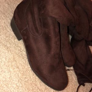 Brown knee high boots